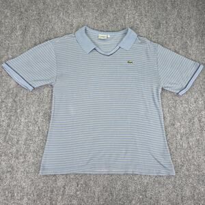Lacoste Sport Shirt Mens XL Blue Polo Stripe Knit Short Sleeve V Neck Casual